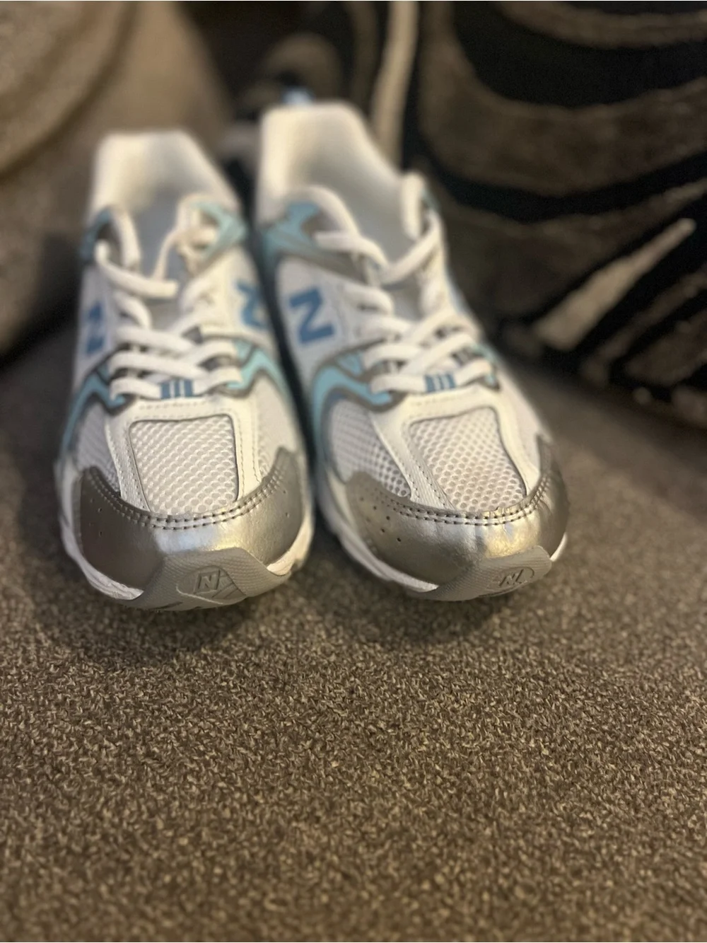 No lace New Balance Kids Light Blue & White Running Sneakers